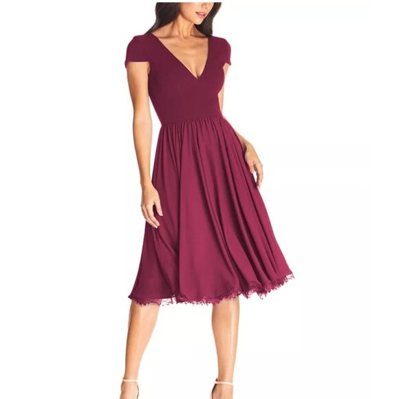 NWT Dress the Population Corey Chiffon Fit & Flare Cocktail Dress Size XXS - Picture 1 of 4